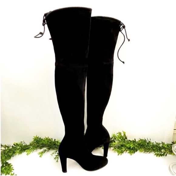 Stuart Weitzman Highland Over-the-Knee Surfe Leather Black Boots Sz 6.5